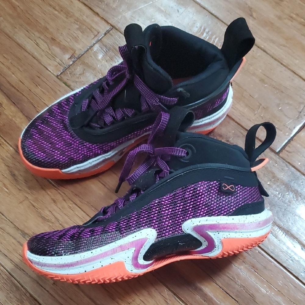 Air Jordan 36 First Light Purple and Orange Athletic Sneakers